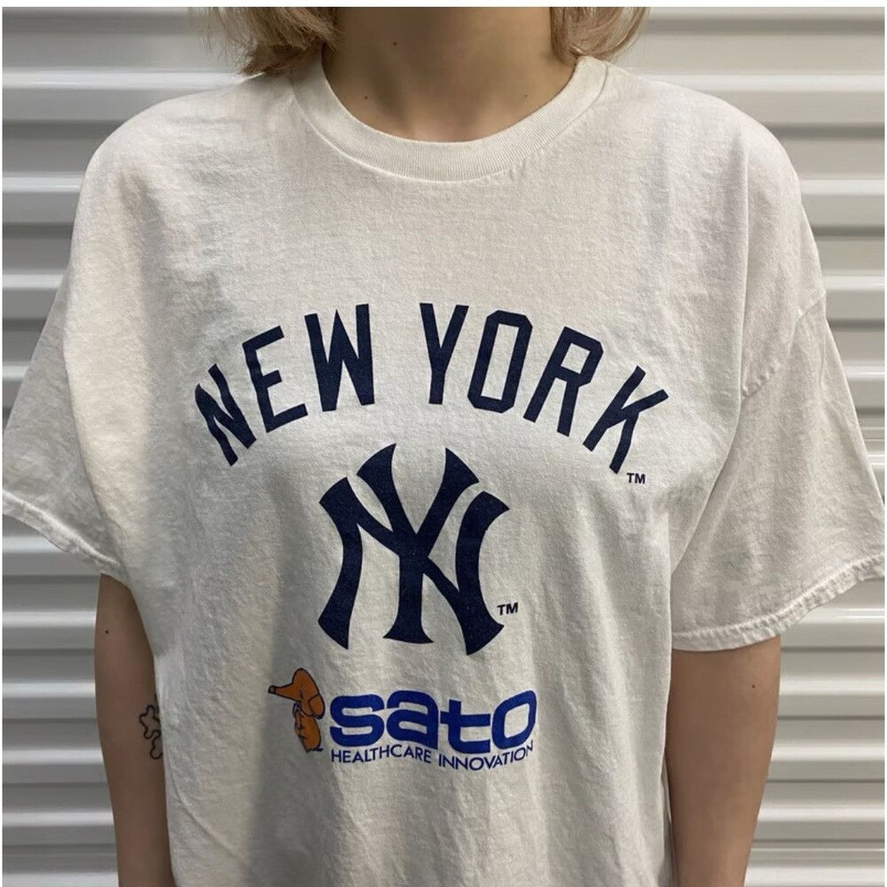 NY SATO HEALTHCARE YANKEES PROMO TEE White Short Sleeve Cotton @k2